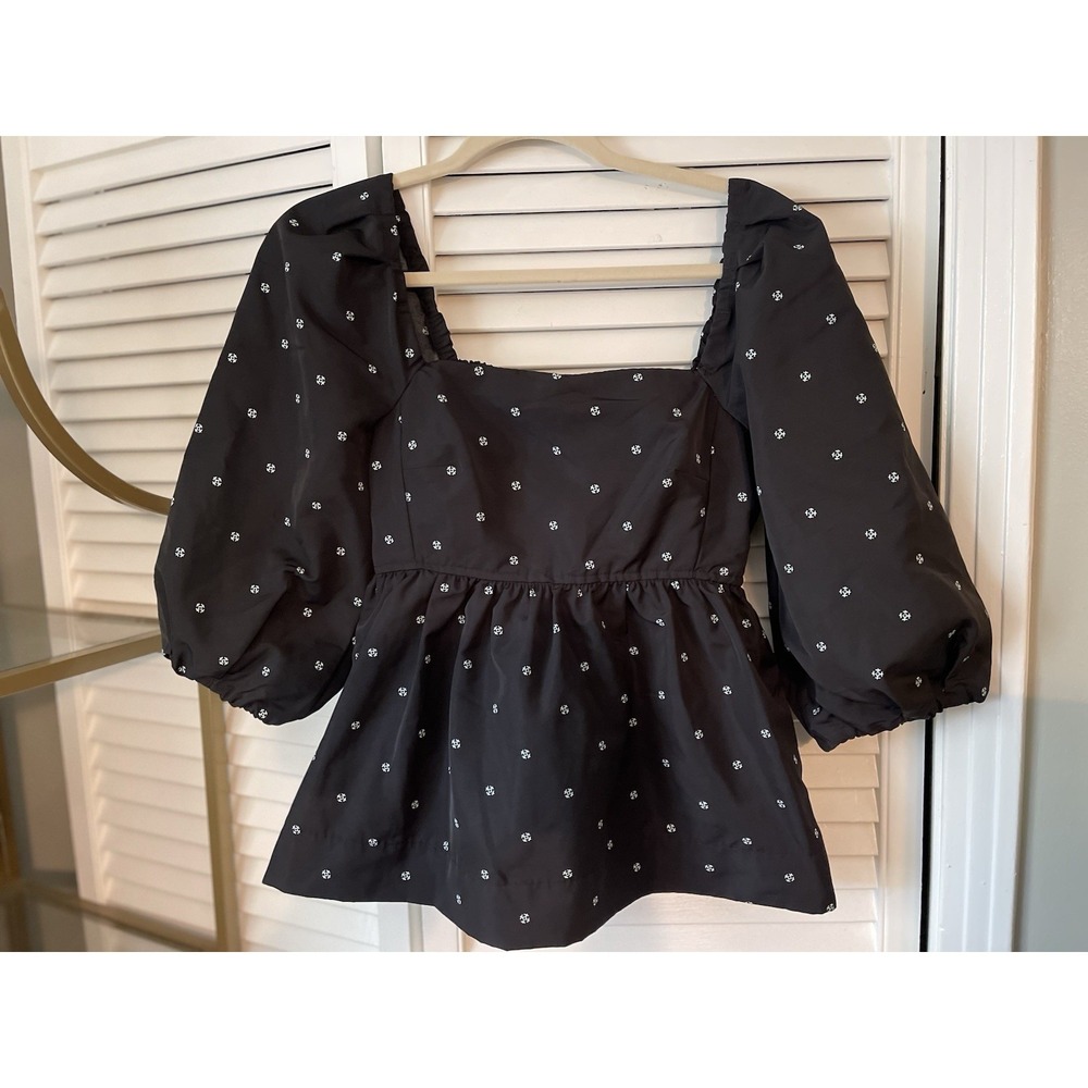 Free‎ Assembly Women's Black Peasant Top 3/4 Sleeves XS
